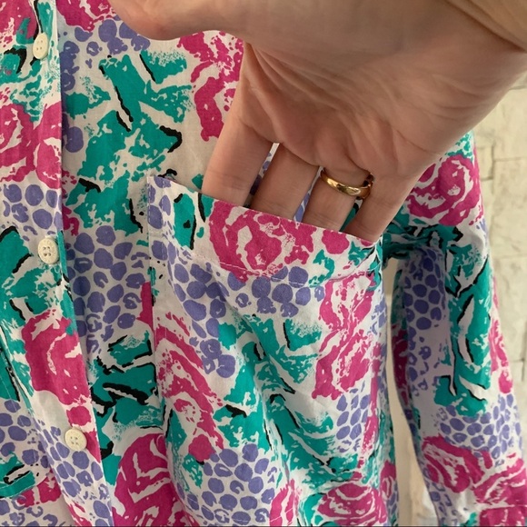 Vintage Multicolor Graphic Button Down Shirt 80s 90s SIze Medium - Picture 8 of 12